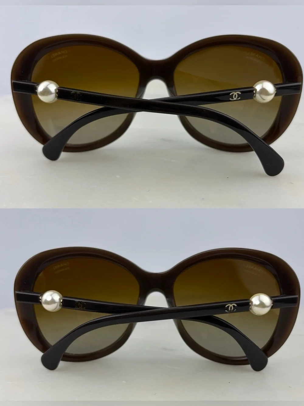 Vintage ~ Authentic CHANEL CC Pearl Polarized Sunglasses 5302-H-A ~ in Brown